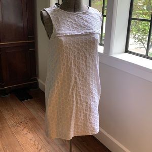 J. Crew Blue Striped with cream embroidery.